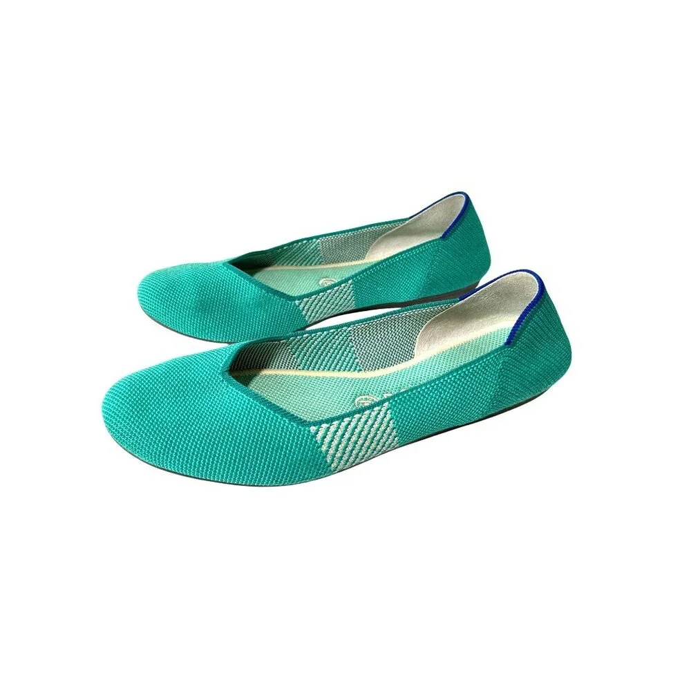 Women’s Teal Knit Ballet Flats - Lightweight Comfort